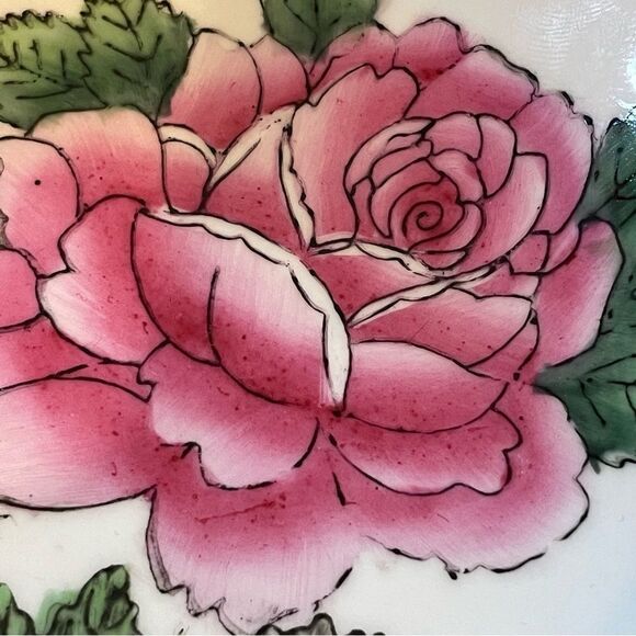 Mid century Porcelain Floral and Duck Brass Bowl set for hanging or display - Picture 16 of 17